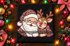 Santa and Reindeer PNG with Pink Leopard Print Product Image 3