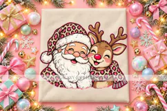 Santa and Reindeer PNG with Pink Leopard Print Product Image 4