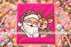 Santa and Reindeer PNG with Pink Leopard Print Product Image 5