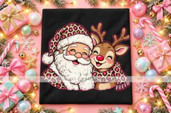 Santa and Reindeer PNG with Pink Leopard Print Product Image 1