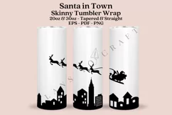 santa reindeer sleigh christmas winter skinny tumbler sublimation design for 20oz and 30oz skinny tumbler sublimation wrap