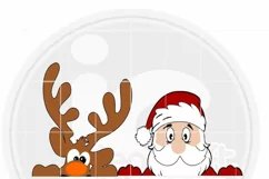 Christmas SVG, Peeking Reindeer Santa SVG, Peeping Face Product Image 4