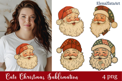 Christmas retro Santa Claus clipart. Patchwork clipart Product Image 1