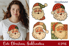 Christmas retro Santa Claus clipart. Patchwork clipart Product Image 1