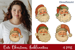 Christmas retro Santa Claus clipart. Patchwork clipart Product Image 1