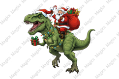 Santa Riding Dinosaur Christmas PNG Product Image 1