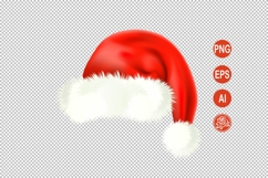 Red Santa Hat Clipart PNG with White Fur Product Image 2