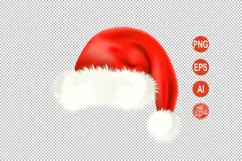 Red Santa Hat Clipart PNG with White Fur Product Image 2
