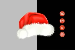 Christmas Santa Hat PNG Isolated Clipart for Holiday Designs Product Image 1