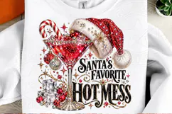 Santa’s Favorite Hot Mess Funny Christmas Cocktail Bling PNG Product Image 2