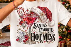 Santa’s Favorite Hot Mess Funny Christmas Cocktail Bling PNG Product Image 3