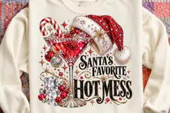 Santa’s Favorite Hot Mess Funny Christmas Cocktail Bling PNG Product Image 4