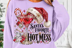 Santa’s Favorite Hot Mess Funny Christmas Cocktail Bling PNG Product Image 5