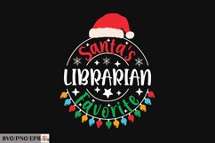 Santa's Favorite Librarian Winter Christmas SVG T-shirt Product Image 1