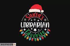 Santa's Favorite Librarian Winter Christmas SVG T-shirt Product Image 1