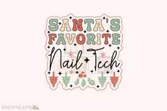 Santa's Favorite Nail Tech Christmas SVG T-shirt Design Product Image 1