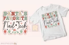 Santa's Favorite Nail Tech Christmas SVG T-shirt Design Product Image 2