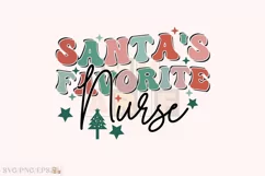 Santa's Favorite Nurse Christmas SVG T-shirt Design Product Image 1