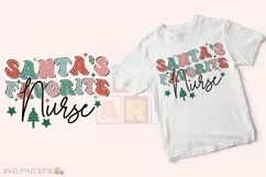 Santa's Favorite Nurse Christmas SVG T-shirt Design Product Image 2