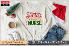 Santa's Favorite Nurse SVG | Christmas SVG | Holiday SVG Product Image 1