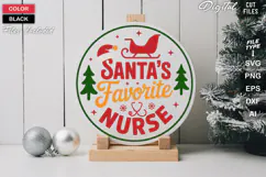 Santa's Favorite Nurse SVG | Christmas Round Sign SVG | Xmas Product Image 2