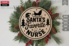 Santa's Favorite Nurse SVG | Christmas Round Sign SVG | Xmas Product Image 3