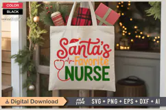 Santa's Favorite Nurse SVG | Christmas SVG | Holiday SVG Product Image 5