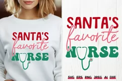 Santa's Favorite Nurse Christmas SVG, Nurse Xmas Trendy SVG Product Image 1