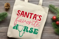 Santa's Favorite Nurse Christmas SVG, Nurse Xmas Trendy SVG Product Image 2