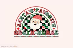 Santa's Favorite Obgyn Nurse Christmas PNG Design Product Image 1