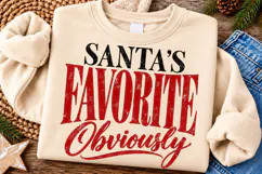 Santa’s Favorite Obviously PNG | Funny Vintage Christmas Png Product Image 1