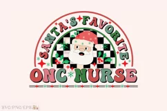 Santa's Favorite Onc Nurse Christmas PNG Design Product Image 1