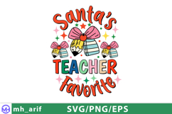 Santa’s Favorite Christmas Teacher SVG PNG T-shirt Design Product Image 2