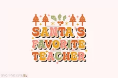 Santa's Favorite Teacher Christmas SVG T-shirt Design Product Image 1