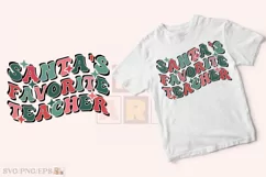 Santa's Favorite Teacher SVG Design. Christmas T-shirt Product Image 2