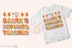 Santa's Favorite Teacher Christmas SVG T-shirt Design Product Image 2