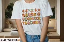 Santa's Favorite Teacher Christmas SVG T-shirt Design Product Image 3