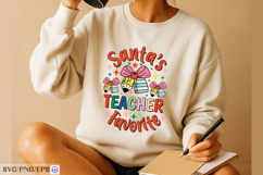 Santa’s Favorite Christmas Teacher SVG PNG T-shirt Design Product Image 4