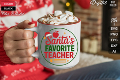 Santas Favorite Teacher SVG | Christmas Round Sign SVG Product Image 5