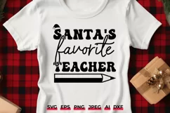 Santa's Favorite Teacher Christmas SVG, Retro Cricut File Product Image 1