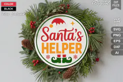 Santa's Helper SVG | Christmas Round Sign SVG | Xmas SVG Product Image 1