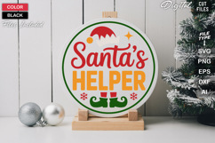 Santa&#039;s Helper SVG | Christmas Round Sign SVG | Xmas SVG Product Image 2