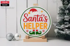 Santa's Helper SVG | Christmas Round Sign SVG | Xmas SVG Product Image 2