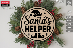 Santa&#039;s Helper SVG | Christmas Round Sign SVG | Xmas SVG Product Image 3