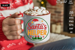 Santa&#039;s Helper SVG | Christmas Round Sign SVG | Xmas SVG Product Image 5