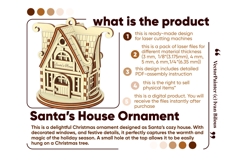 Santa Workshop Ornament - Laser Cut File, SVG House Plan Product Image 4