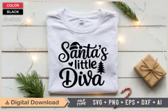 Santa's Little Diva SVG | Christmas SVG | Holiday SVG | Xmas Product Image 2