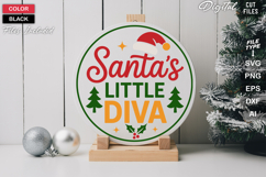 Santa&#039;s Little Diva SVG | Christmas Round Sign SVG | Xmas Product Image 2