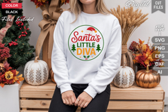 Santa&#039;s Little Diva SVG | Christmas Round Sign SVG | Xmas Product Image 4