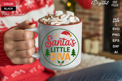 Santa&#039;s Little Diva SVG | Christmas Round Sign SVG | Xmas Product Image 5